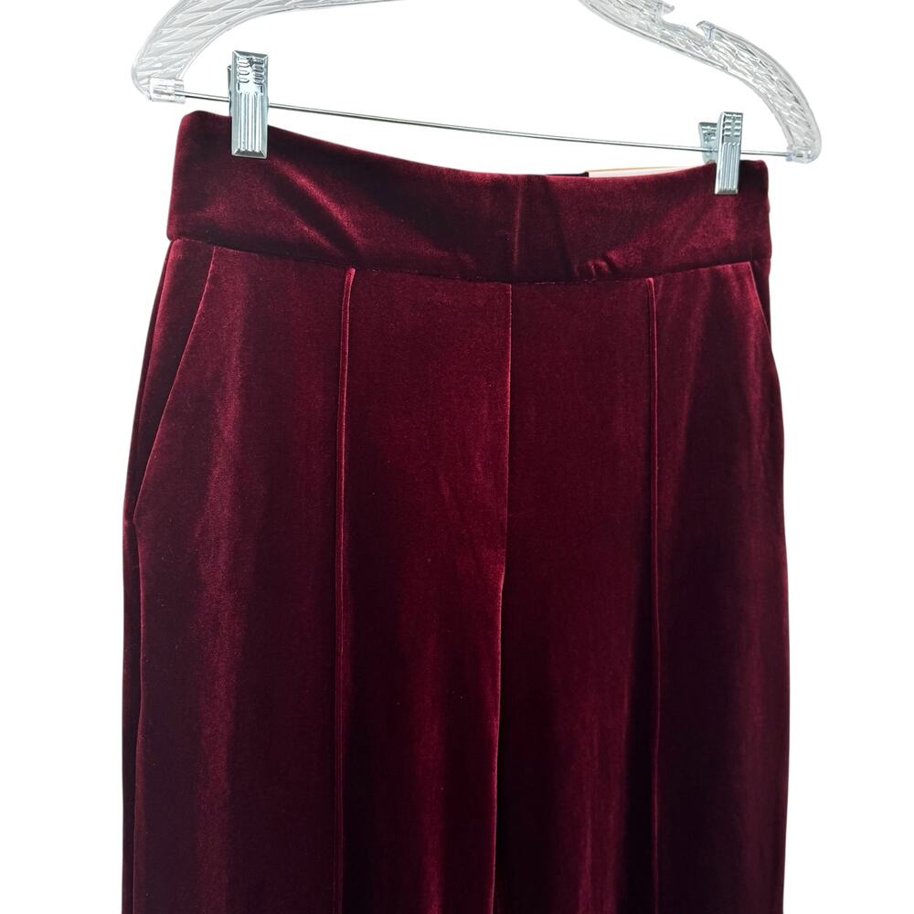 I.N.C. International Concepts Burgundy Red Pintuck Velvet Wide Leg Pants Size S - Picture 5 of 12